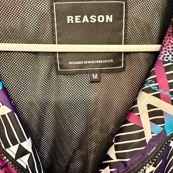 Reason Brand Retro-Inspired Multicolor Geometric Windbreaker Medium - Picture 2 of 5